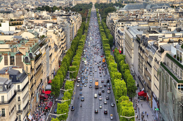 Champs Elysees aerial view