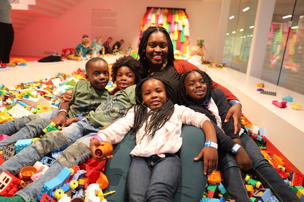 black mother with kids
