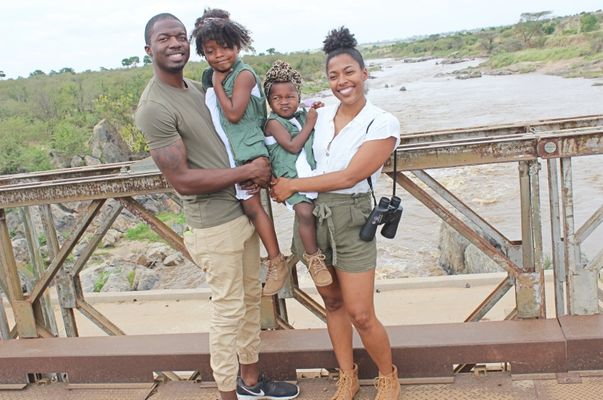 black family with two kids