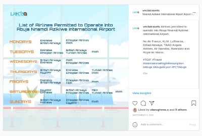 Flight Resumption Schedule to Abuja Airport Post-COVID